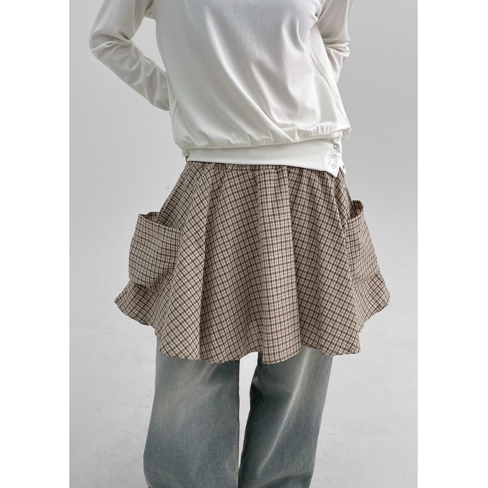 BLACK UP【春新品】バルバットバンディングポケットチェックミニスカート