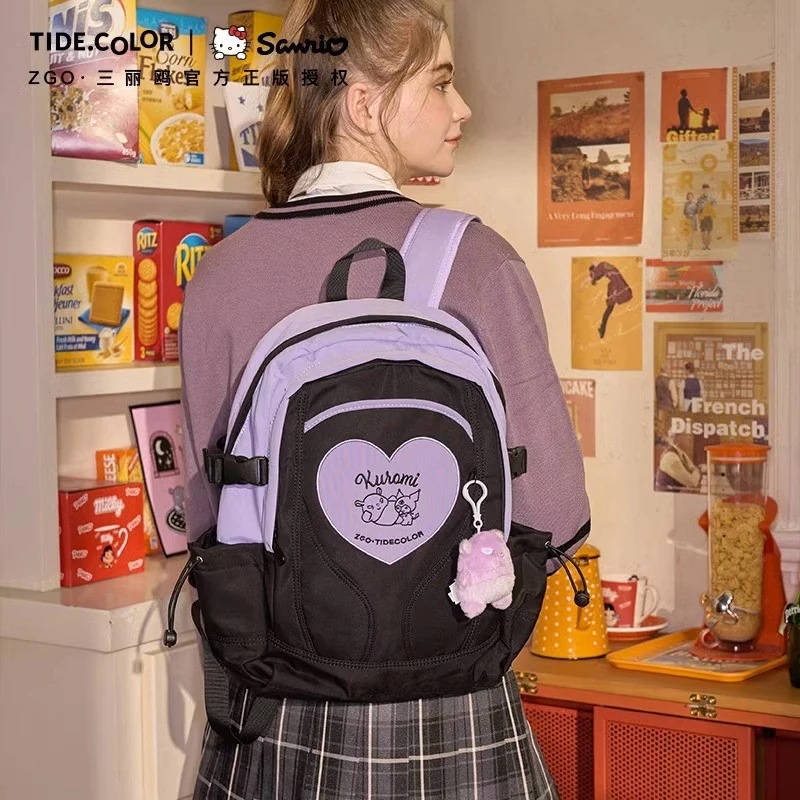 メガ割-新しいサンリオクロミショルダーバッグ女性シンプル大容量バッグリュックサッククーロミ学生カバン