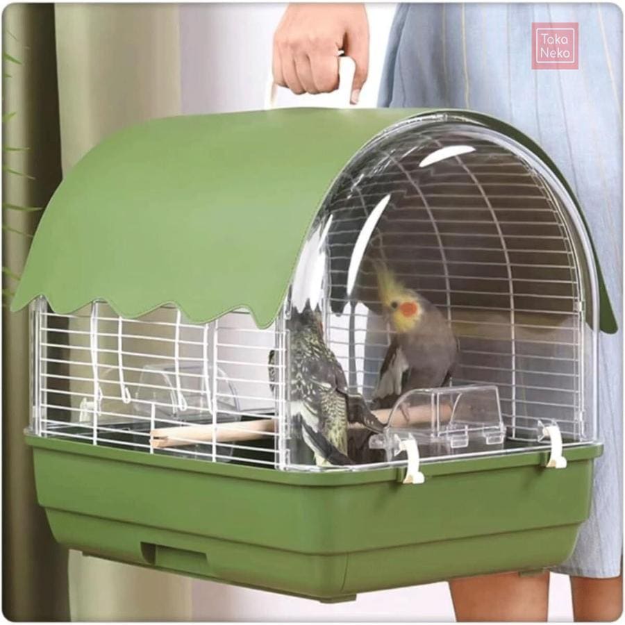 【2枚購入で 280円OFF!】タイムセール 半アクリル半鉄メッシュ両面透明インコキャリー鳥籠 小型中型オウム向け フードボウルウォーターボウル引き出しトレイ止まり木付属 42*31*37CM今月の新 6,706円