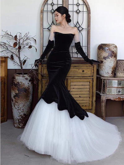 [Qoo10] ブラック ウェディングドレス 花嫁ドレス : レディース服