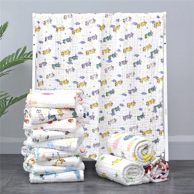 4枚組 ベビーバスタオル ガーゼ バスタオル ガーゼケット夏用 6重ガーゼ 105×105cm 天然有機コットン 湯上り 沐浴ガーゼ ドラーケット 吸水性 瞬間乾き 沐浴 おすすめ 湯上り バスタオル