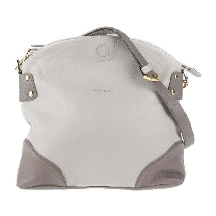 バッグ ショルダーバッグ - レザー グレー系 ゴールド金具 クロスボディ【本物保証】