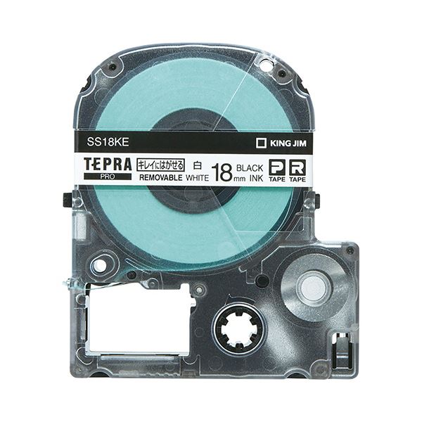 (まとめ) キングジム テプラ PRO テープカートリッジ キレイにはがせるラベル 18mm 白／黒文字 SS18KE 1個 (×10セット)