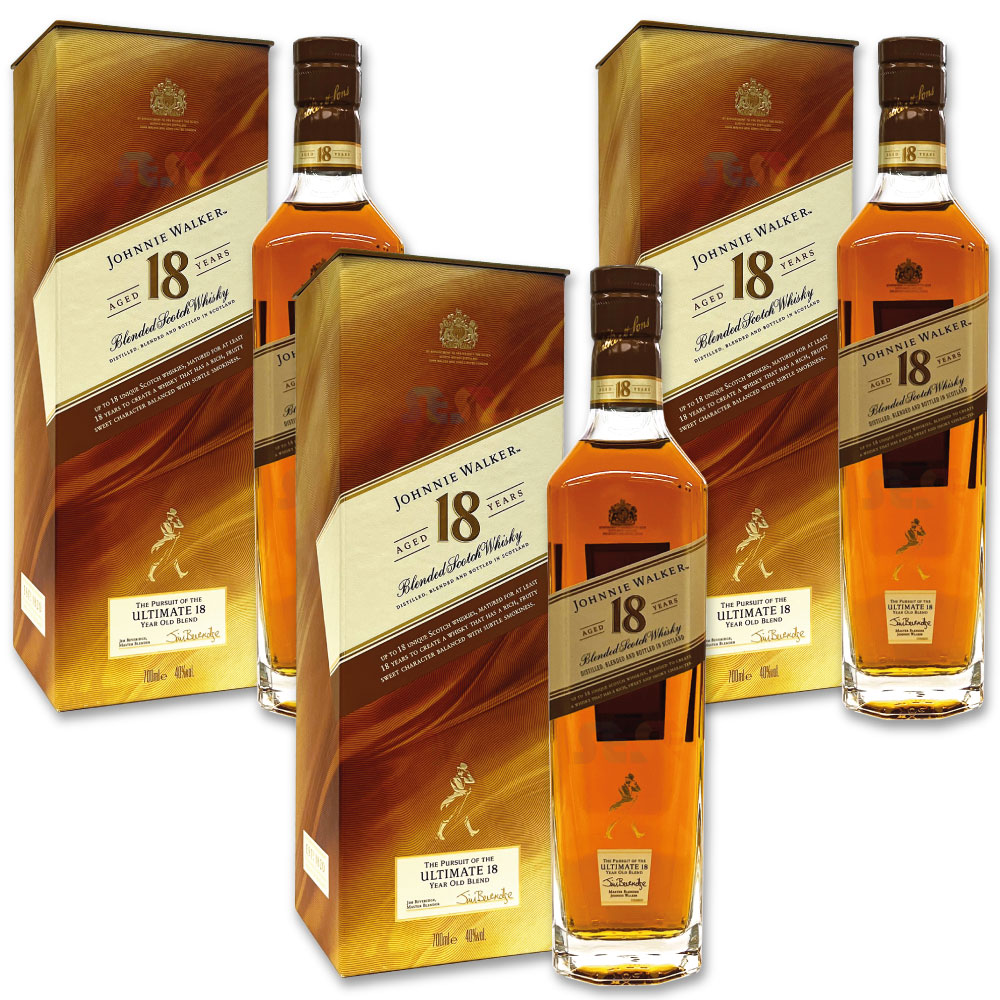 [正規品] ジョニーウォーカー 18年 3本セット 700ml / ギフトBox入り スコットランド ブレンデッドスコッチウイスキー Johnny Walker 18 Years