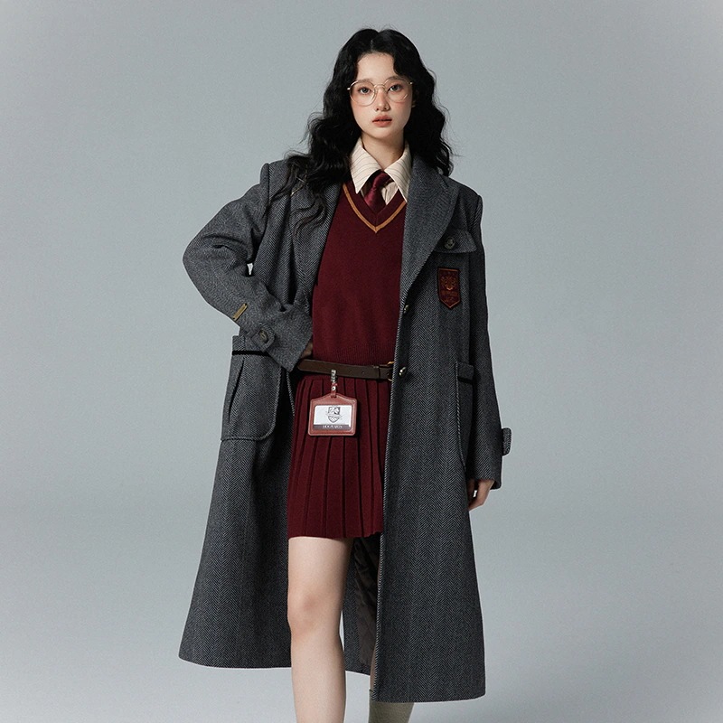 ハリーポッタージョイント風ブレザーミドル丈ルーズコート