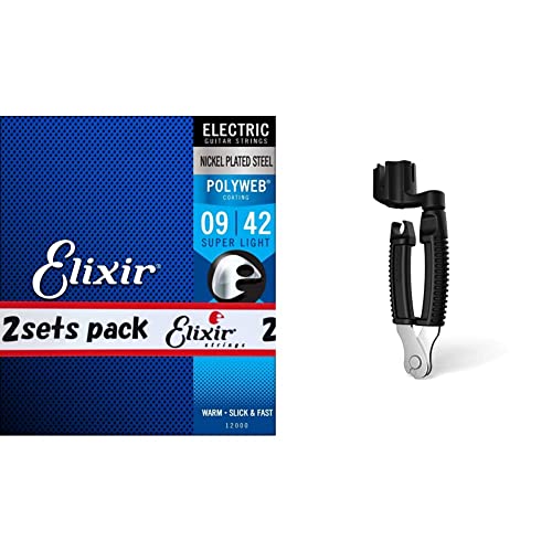 【セット買い】Elixir エリクサー エレキギター弦 POLYWEB Super Light .009-.042#12000 2個セット 【国内正規品】 & DAddario ダダリオ ストリング