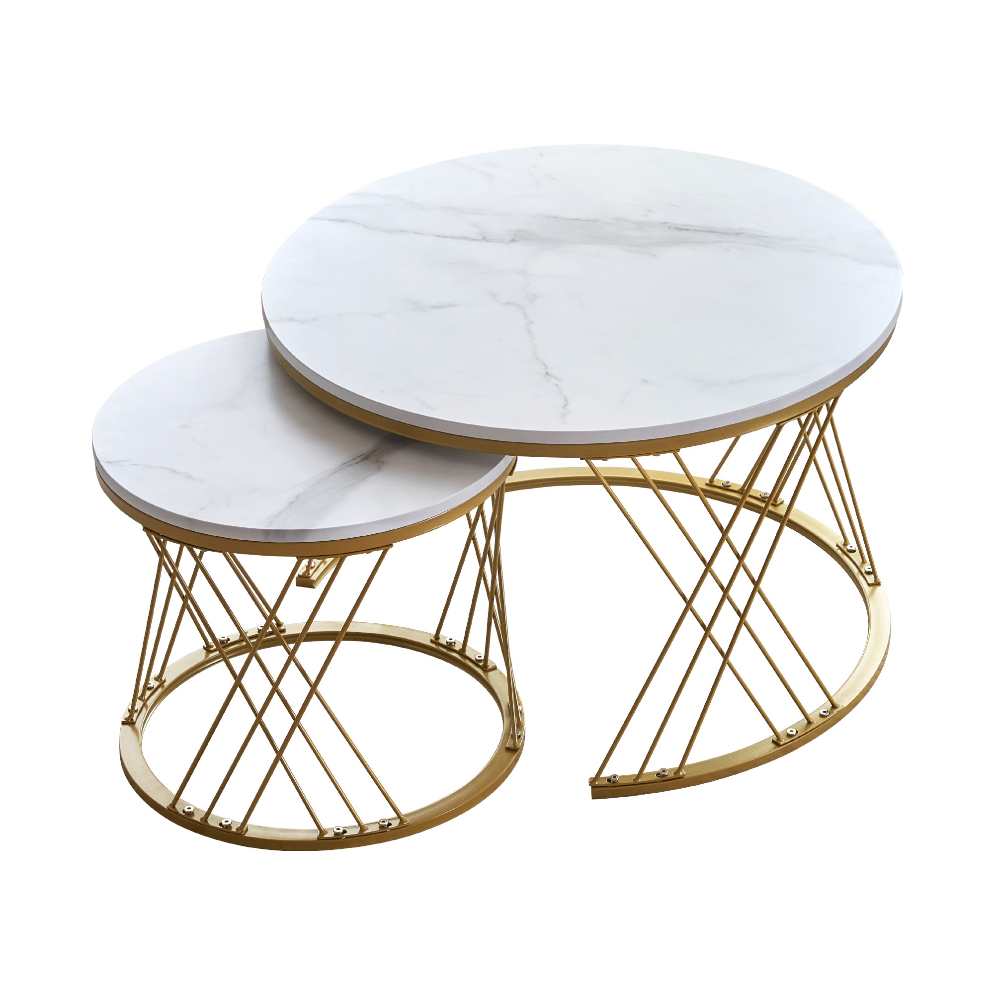 【国内発送&送·料·無·料】【新作登場】センターテーブル 丸 ローテーブル 天板 入れ子式 大理石調 ローテーブル北欧風 2個セットサイドテーブルローテーブル 円型テーブル 一人暮ら 【ホワ