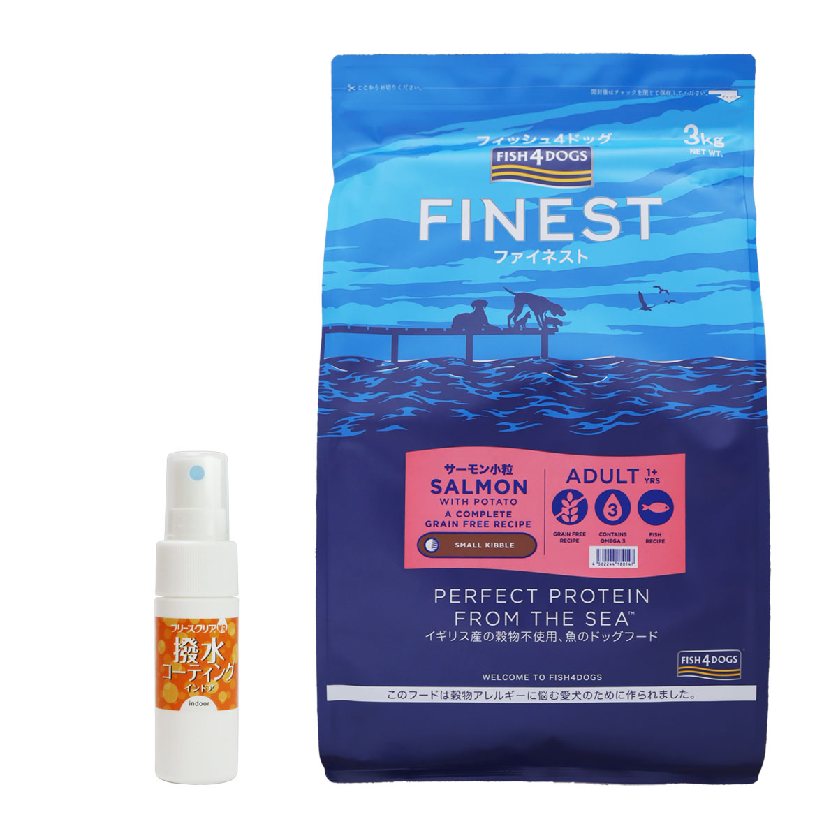 ファイネスト サーモン 小粒 3kg【撥水コーティングインドア(水回り用) 20ml付き】