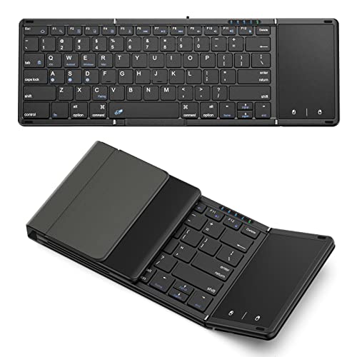 Omikamo キーボード ワイヤレス 折り畳み式 ipad キーボード Bluetooth タッチパッド付き 英語配列 フルサイズ ipad mini キーボード 無線 マルチペアリング Andro