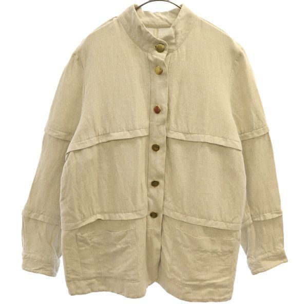 リネンブレンド ジャケット ホワイト レディース