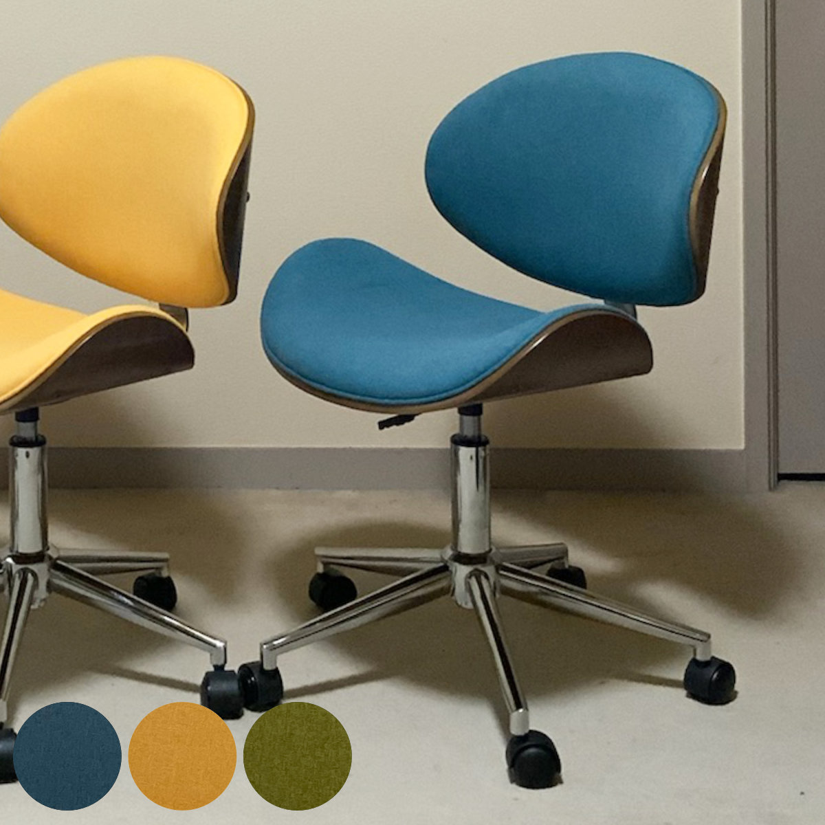 オフィスチェア 昇降式 座面高43ー54.5cm ファブリックタイプ デスクチェア KNOX 椅子 イス いす チェア キャスター付き 高さ調節 曲木 木目 ファブリック おしゃれ シンプル