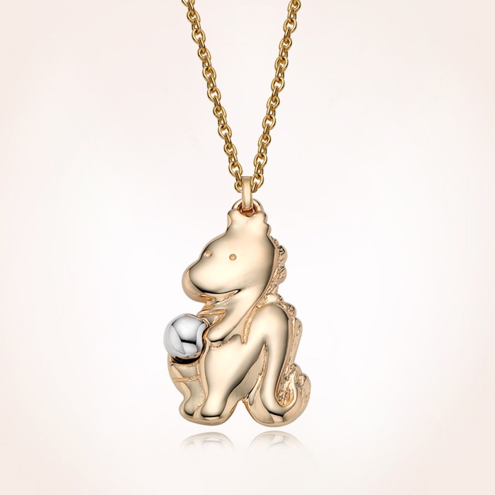 14K黄金十二支ドラゴンネックレス(14K Gold Oriental Zodiac Dragon Necklace)