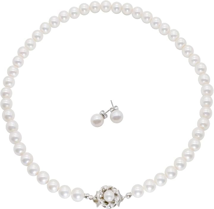 国産 艶玉パール パールネックレス 冠婚葬祭 日本製 高級 パールセット ケアクロス付 ピアス 結婚式 葬儀 葬式 お呼ばれ 七五三 お宮参り(オフホワイト, L (45cm))