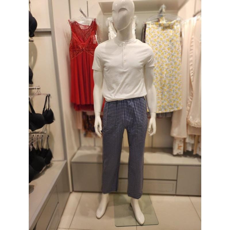 [釜山店] 先染めチェック男性ホームウェアパンツEZ2861P CHB