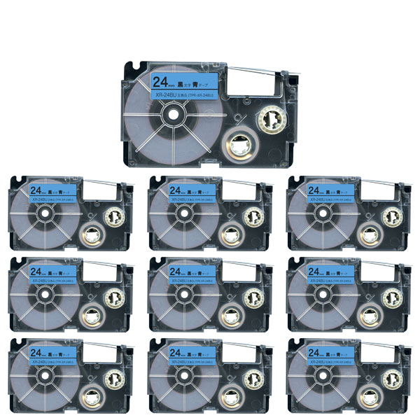 カシオ用 ネームランド 互換 テープカートリッジ XR-24BU ラベル 10個セット 24mm／青テープ／黒文字 5,433円