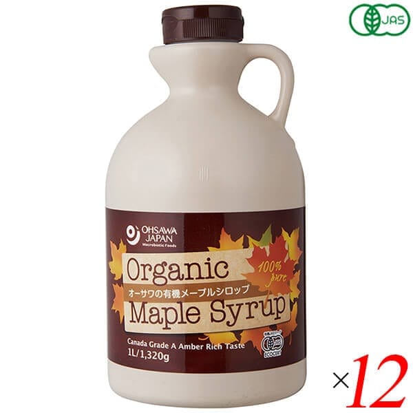 オーサワの有機メープルシロップ アンバー（リッチテイスト）1L(1320g) 12本セット