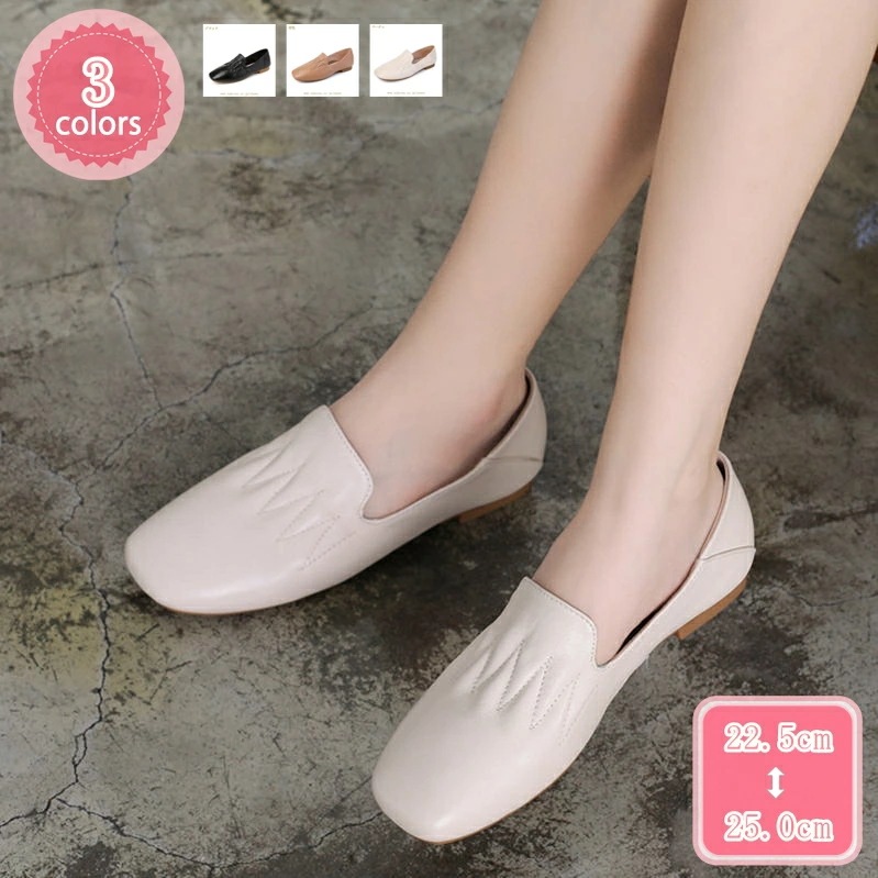 2000円OFFクーポン 3スクエアトゥ パンプス レディース フラットシューズ ローファー フラットパンプス 大きいサイズ ローヒール カジュアルシューズ 痛くない 靴 お出掛け 旅行 上品 きれい