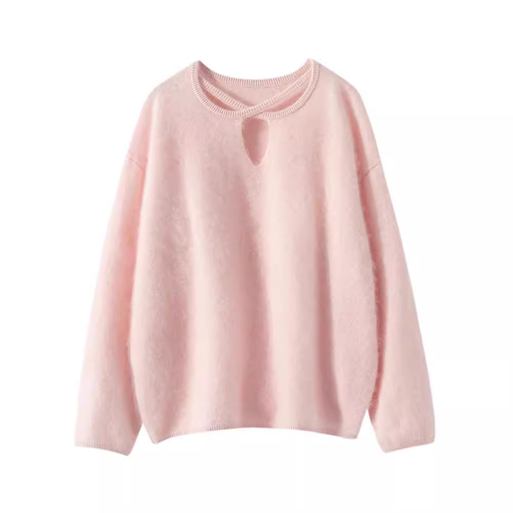 秋冬の双股の厚いベルベットのストラップの丸首のデザイン100純粋なカシミヤの怠惰なセーター