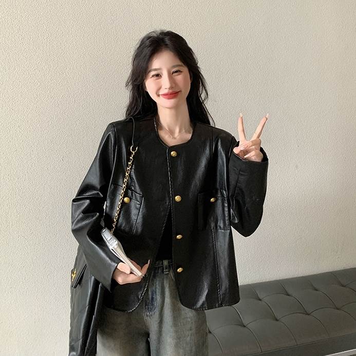 【売れ筋】 レディース ジャケット アウター ノーカラーコート ショート フェイクレザー 都会的 ラフ メンズライク かわいい おしゃれ カジュアル ボーイッシュ 長袖 かっこいい きれいめ 大人可愛