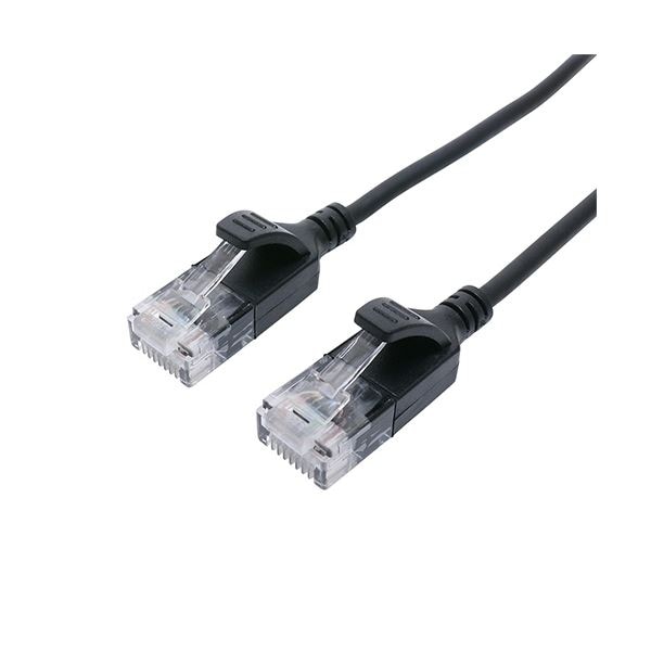 （まとめ） ナカバヤシ ミヨシCAT.6A LANケーブル スリム ブラック 0.5m C6A-S5BK 1本 (×5セット)