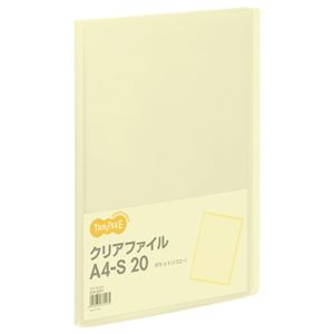 （まとめ） TANOSEE クリアファイル A4タテ 20ポケット 背幅14mm イエロー 1冊 (×40セット)