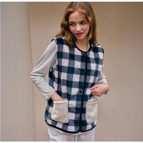 ミンクスパンチェック捺染スリーピングベスト(SEV259WF) 5,384円