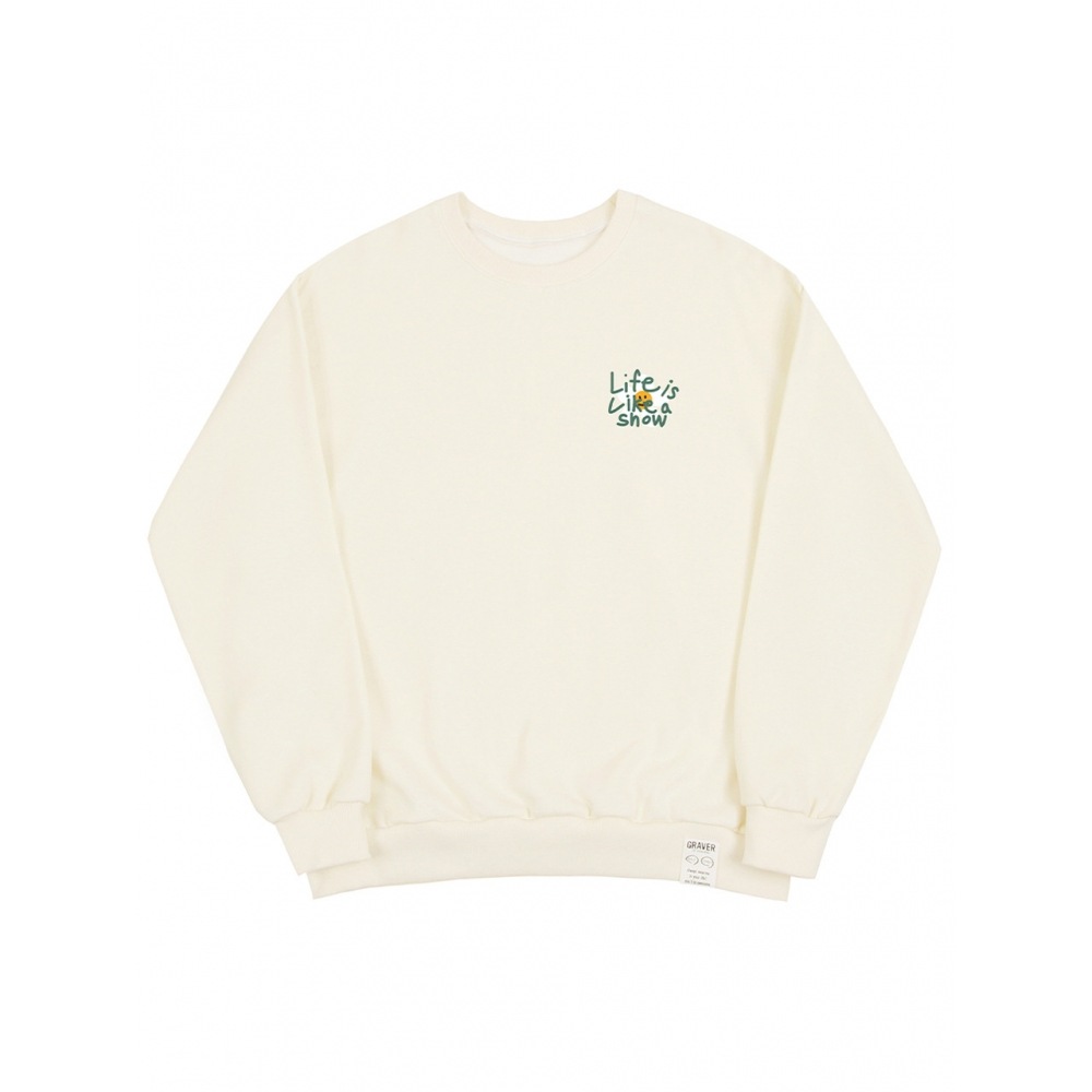 GRAVER 描画レターフラワースマイルマントゥーマンクリームグリーンロゴ