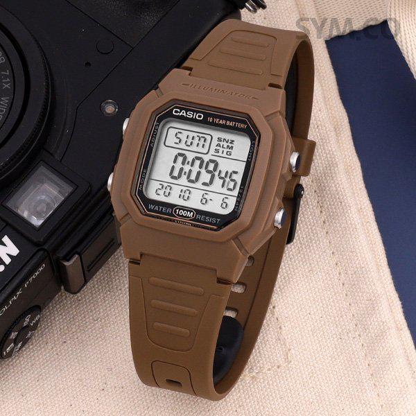 W-800H-5A 軍人 軍用 スクエア 電子 ブラウン メンズ ウレタン 時計 d