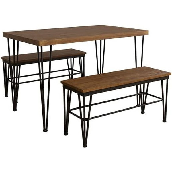 ホームテイスト VDBB-3 ヴィンテージダイニング3点セット テーブル+ベンチ2脚 WAL ウォールナット メーカー直送