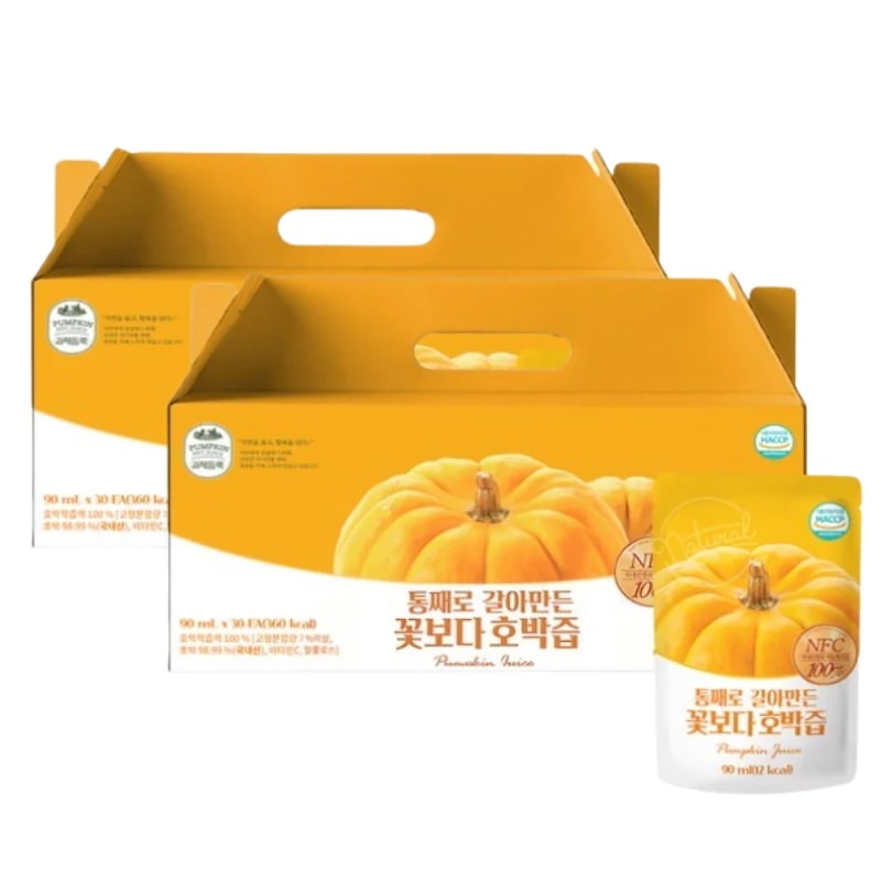 【無添加NFC】かぼちゃジュース 90ml×30包 2箱 スティック 果汁100% 韓国産 かぼちゃ飲料 濃厚 パウチ / パンプキンジュース フルーツジュース 健康ドリンク 個包装