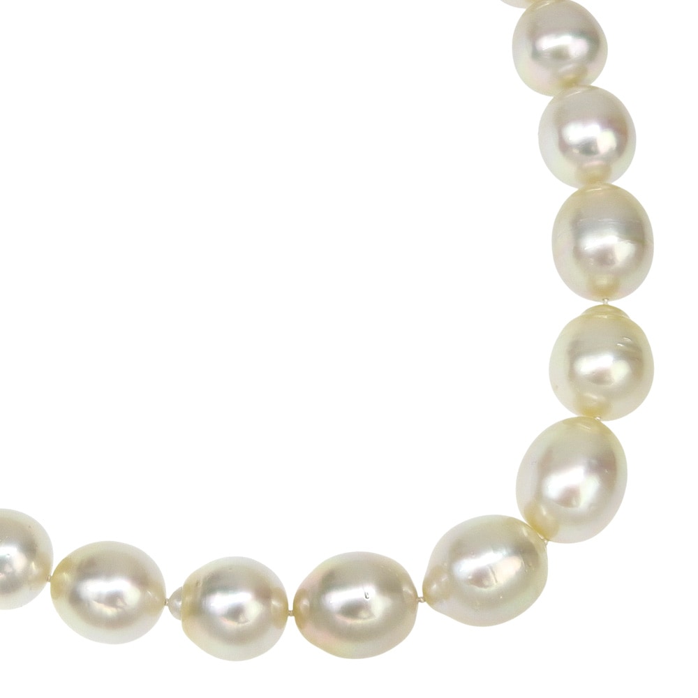 真珠 オーバル ネックレス 11.3～14.0ｍｍ パール シルバー 約107.8g レディース 中古品 Aランク