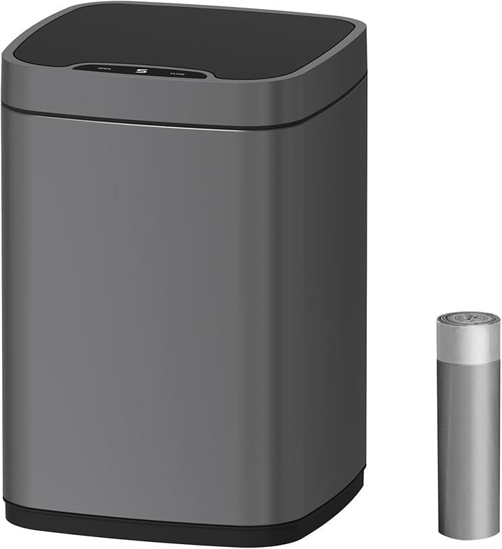 ゴミ箱 自動開閉 自動ゴミ箱 自動開閉式 ダストボックス センサー付き フタ付き ごみばこ ニオイ漏れにくい オシャレ ゴミ袋見えない(グレー, 10L)