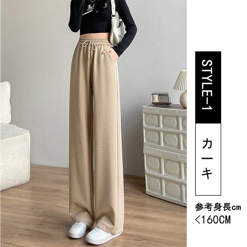 ワイドパンツ レディース パンツ ワイド スラックス ボトムス ゴム ハイウエスト ストレート ロング ロングパンツ 春 夏