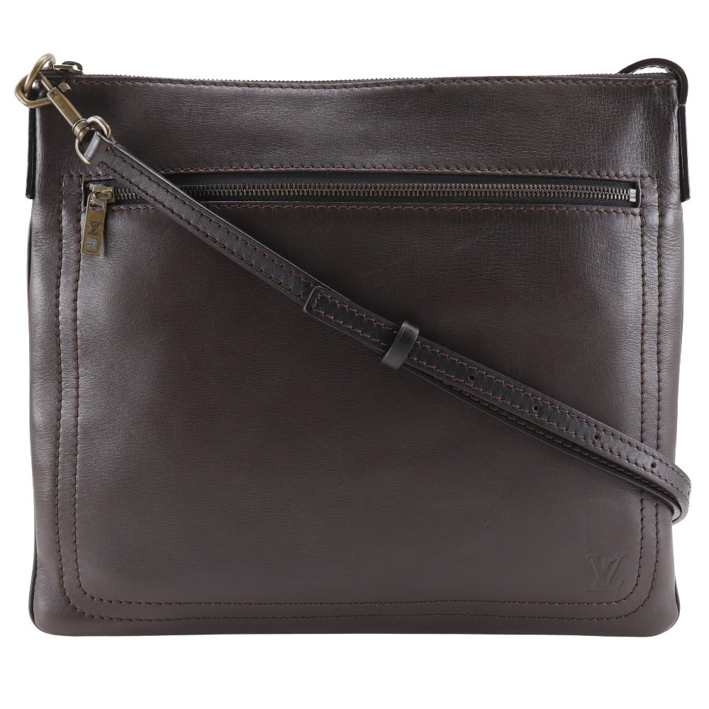 サックプラ ユタ M92073 ショルダーバッグ カーフ カフェ 茶 LM0024 メンズ 中古品