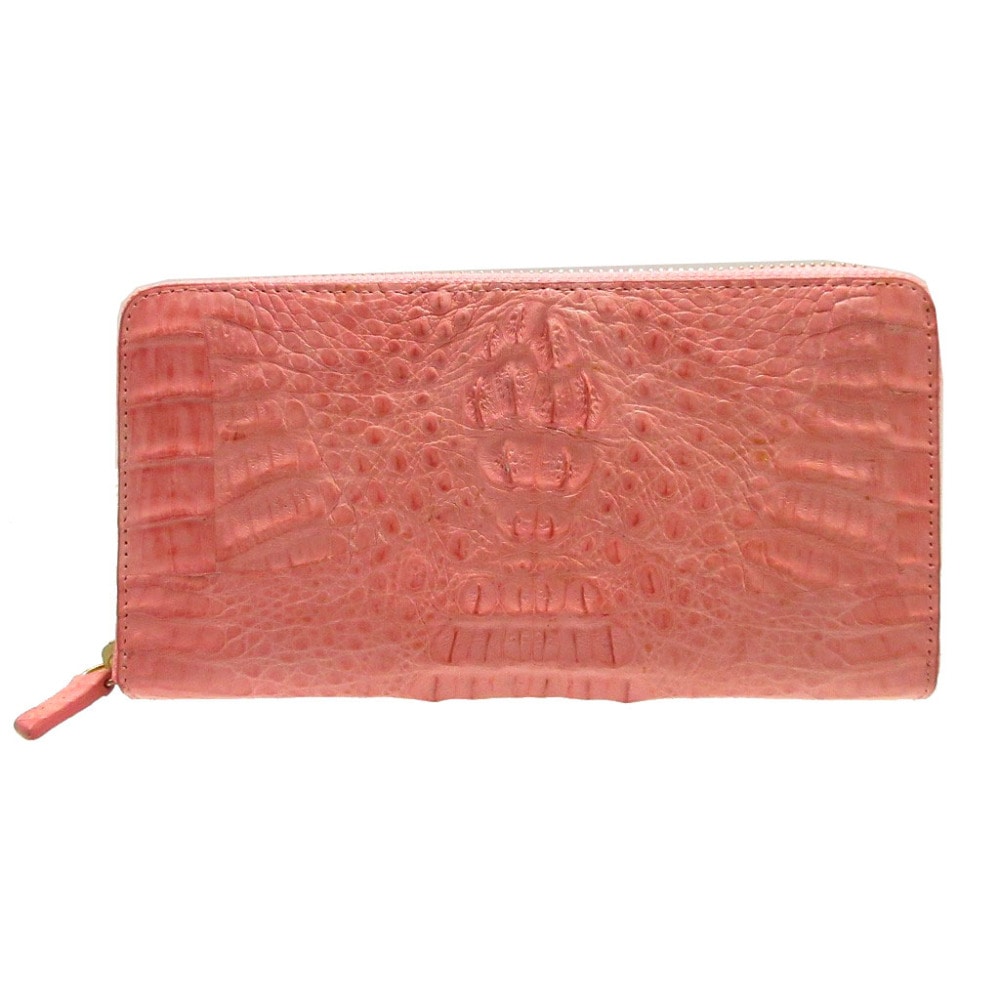 未使用品 カイマンクロコダイル ラウンドファスナー CJN0477APKMT 長財布 カイマン/カイマン ピンク 0605【中古】CAIMAN CROCODILE レディース