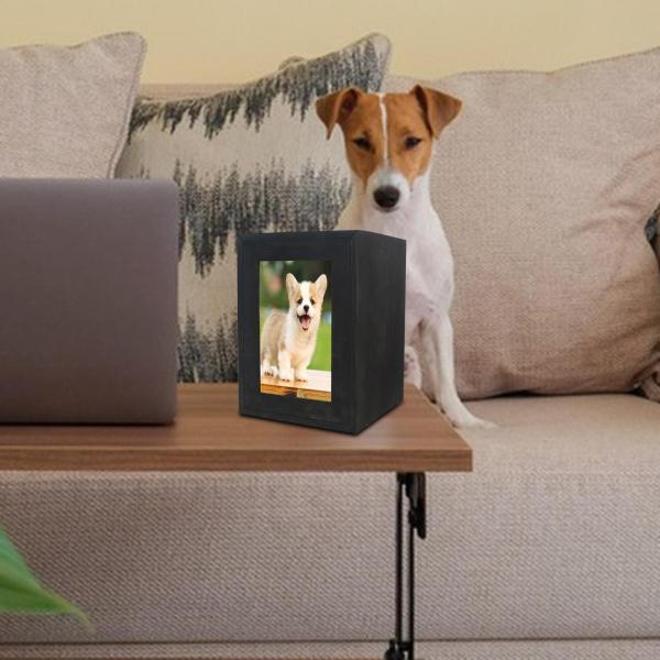 ペット火葬骨壷 犬 猫 遺灰 フォトフレーム 棺 記念 記念品 黒