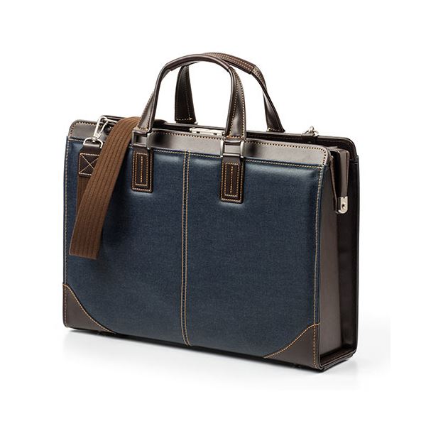 サンワダイレクト ダレスバッグビジネスバッグ (日本製2WAYデニム使用13.3型対応鍵付ネイビー) 200-BAG145NV1個