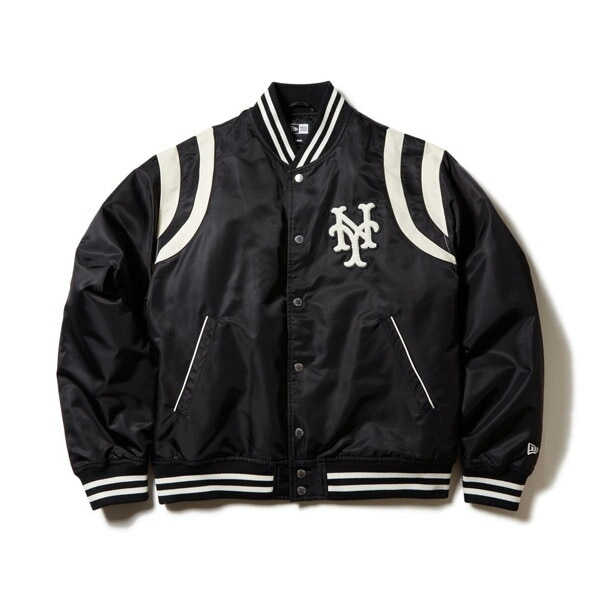 NEWERA ニューエラ ナイロン ヴァーシティジャケット Cooperstown ニューヨーク・メッツ ブラック トップス メンズ レディース 男性 女性 アウター 防寒 M L XL X