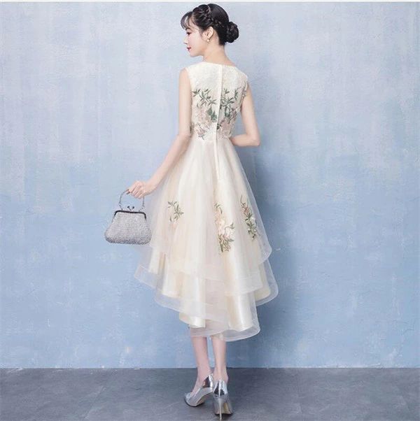 可愛い きれいめ 30代 20代 二次会 高級感 袖あり お呼ばれ フィッシュテールドレス ファスナー