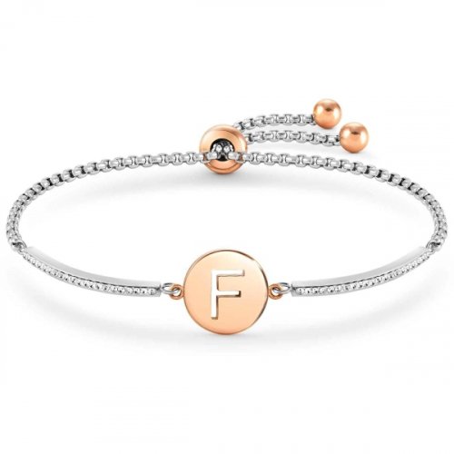 ノメネーションブレスレットミレルッチイングリッシュイニシャルキュービックブレスレット (F) 028007/006