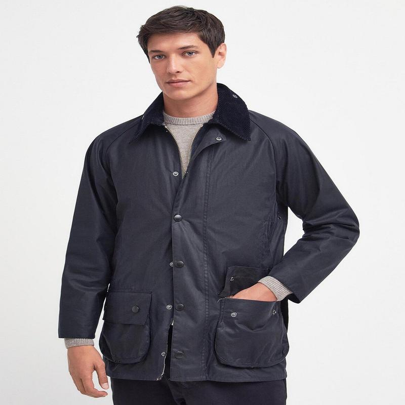 [24FW] 男性ネイビー Beaufort ワックス ジャケット (URJA4F017N2)