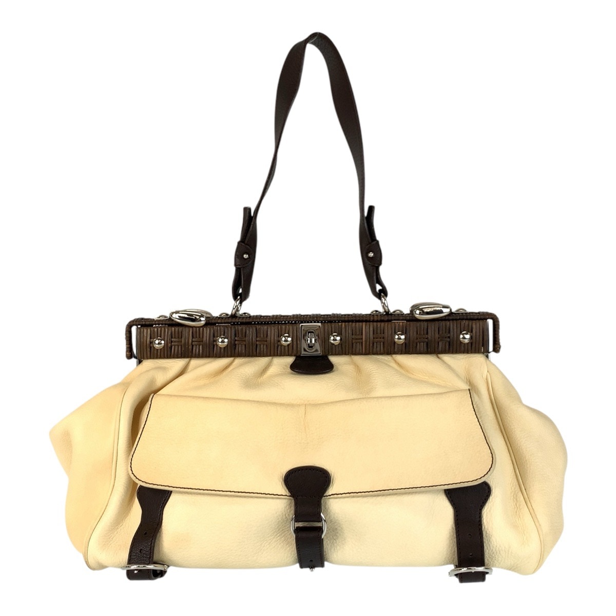 ベージュ アイボリー シルバー金具 レザー EZ-21 6954 ショルダーバッグ レディース 501782