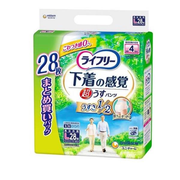 超うす型下着感覚パンツ 4回吸収 28枚入 (Lサイズ)