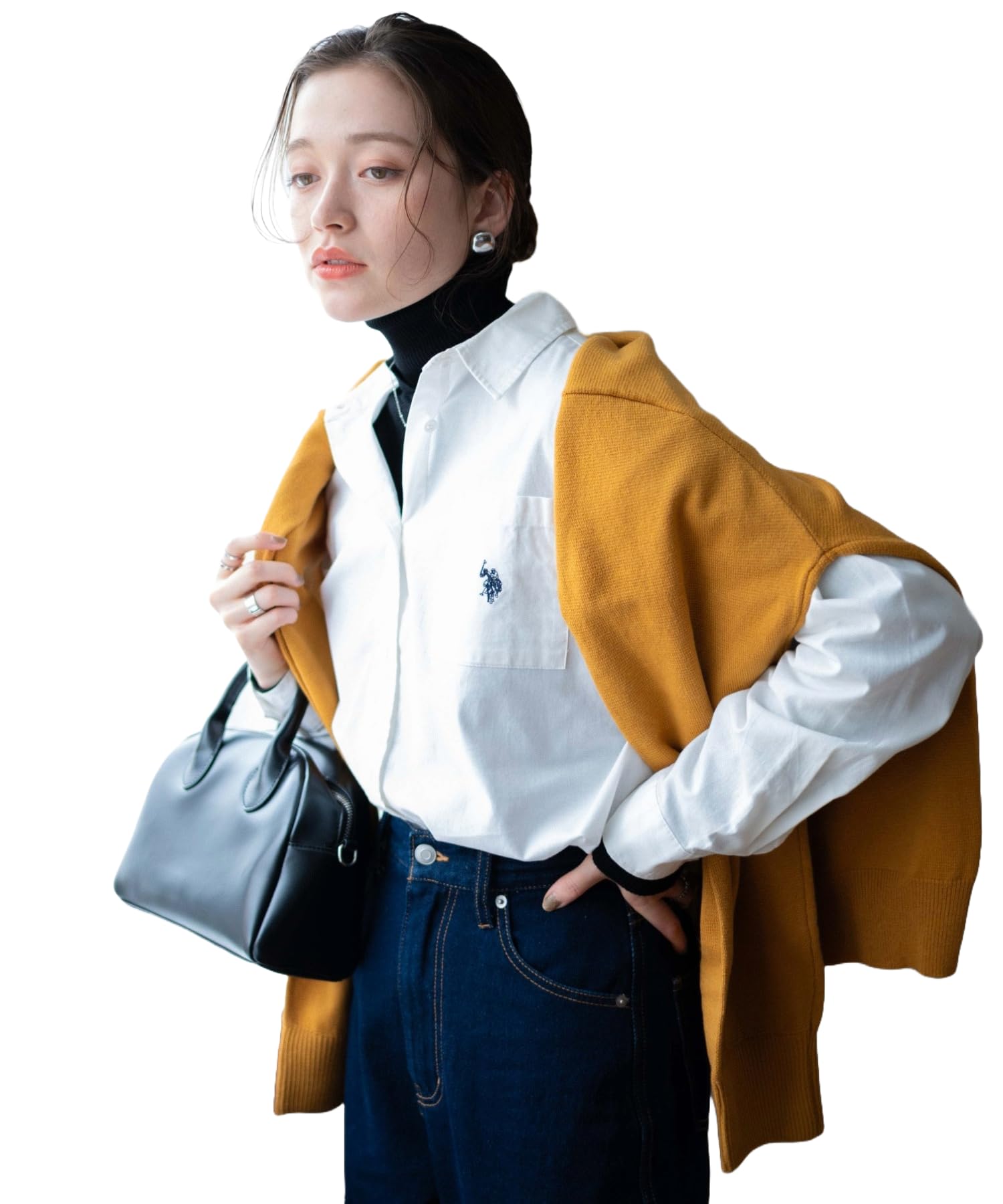 [ウィゴー] 別注 U.S. POLO ASSN. BIG シャツ ビッグ 大きいサイズ ゆったり ロゴ 刺繍 無地 服 トップス アウター 春 夏 秋 冬 レディース F ホワイト