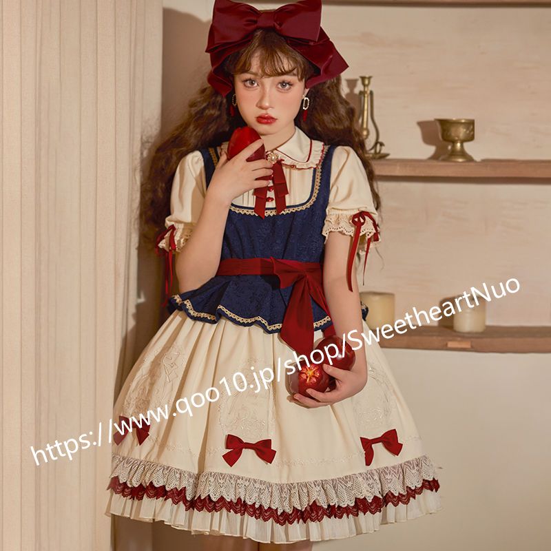 日系洋装甜美夏季短袖连衣裙子女クリスマスハロウィン コスプレ スカート ロリスーツ ロリ可愛 メイド服 二次元 学園祭 文化祭