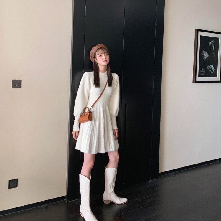 パフスリーブ ニットワンピース ひざ丈 フェミニン 可愛いワンピ 楽天市場】【最大10％offクーポン&ポイント2倍】ニット