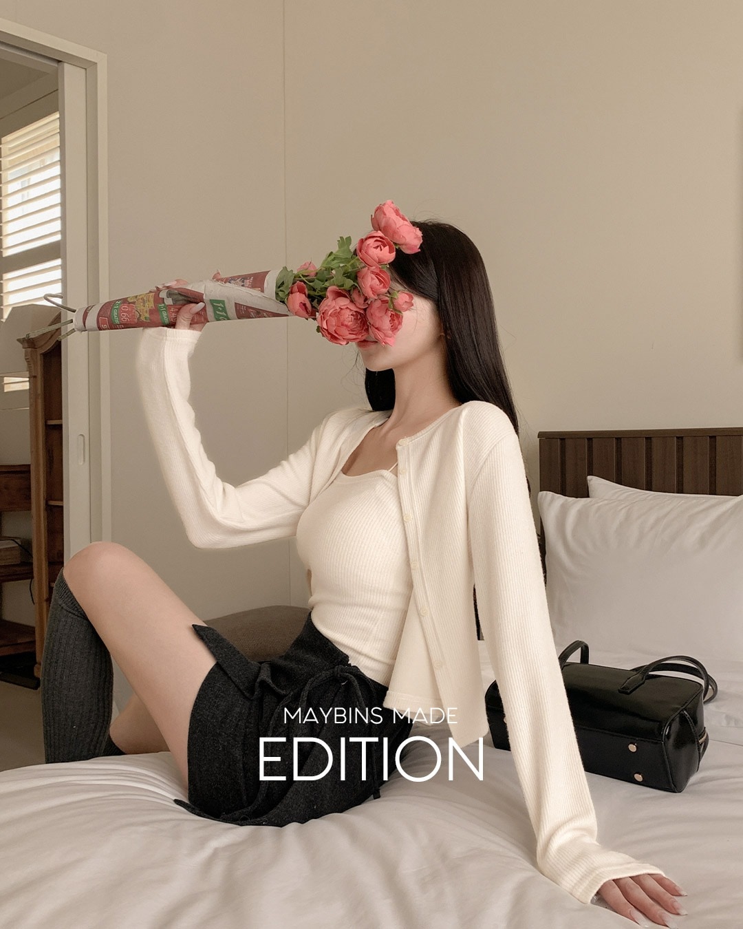 リブニットカーディガン&キャミソールset韓国ファッション レディース