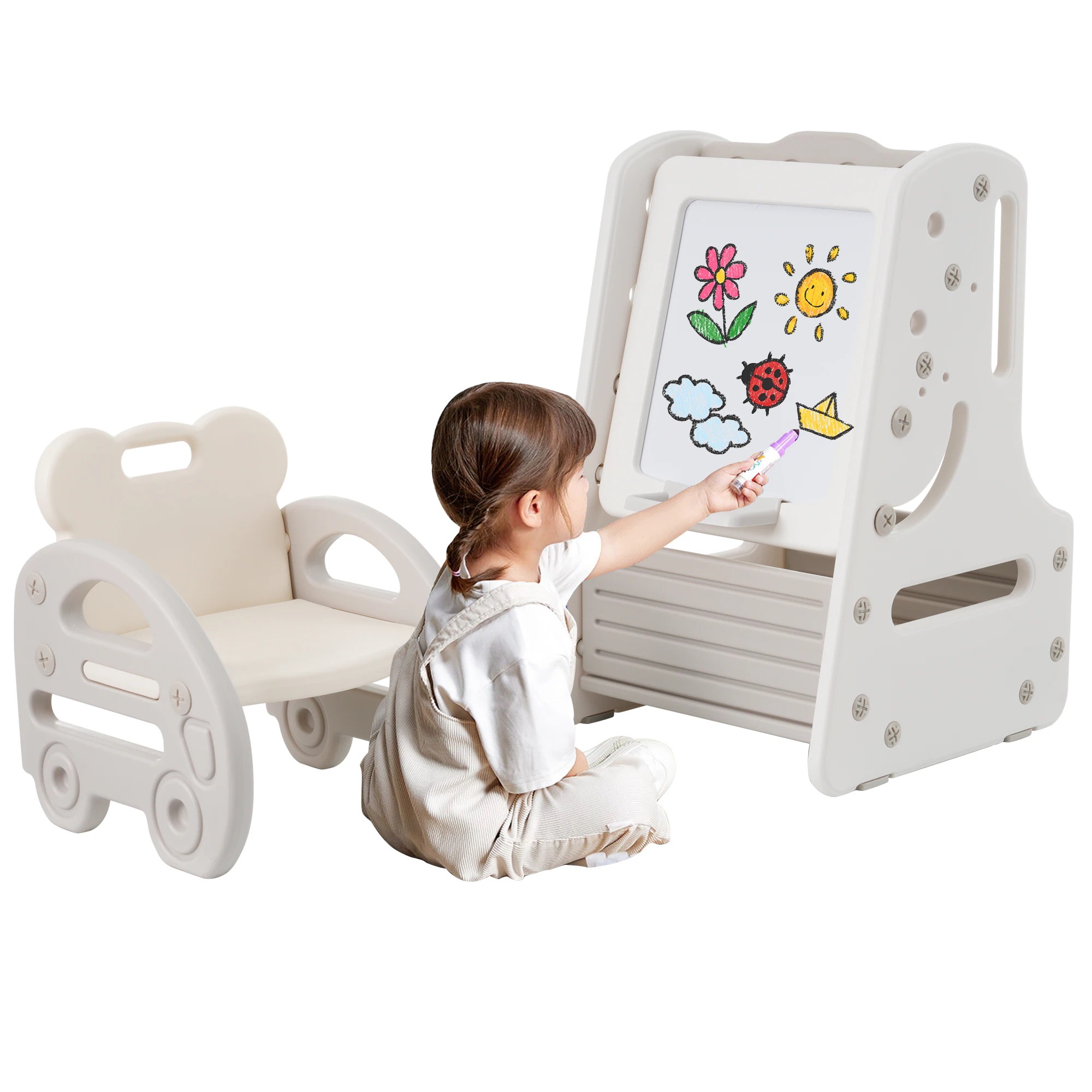 【国内発送&送·料·無·料】絵本棚セット 椅子付き　ホワイトボード付き 学習 おもちゃ収納 ラック 絵本棚 本棚 子供用シェルフ 収納棚 おもちゃ 収納 おもちゃ箱 子供部屋 コンパクト 小物収納 か 12,185円