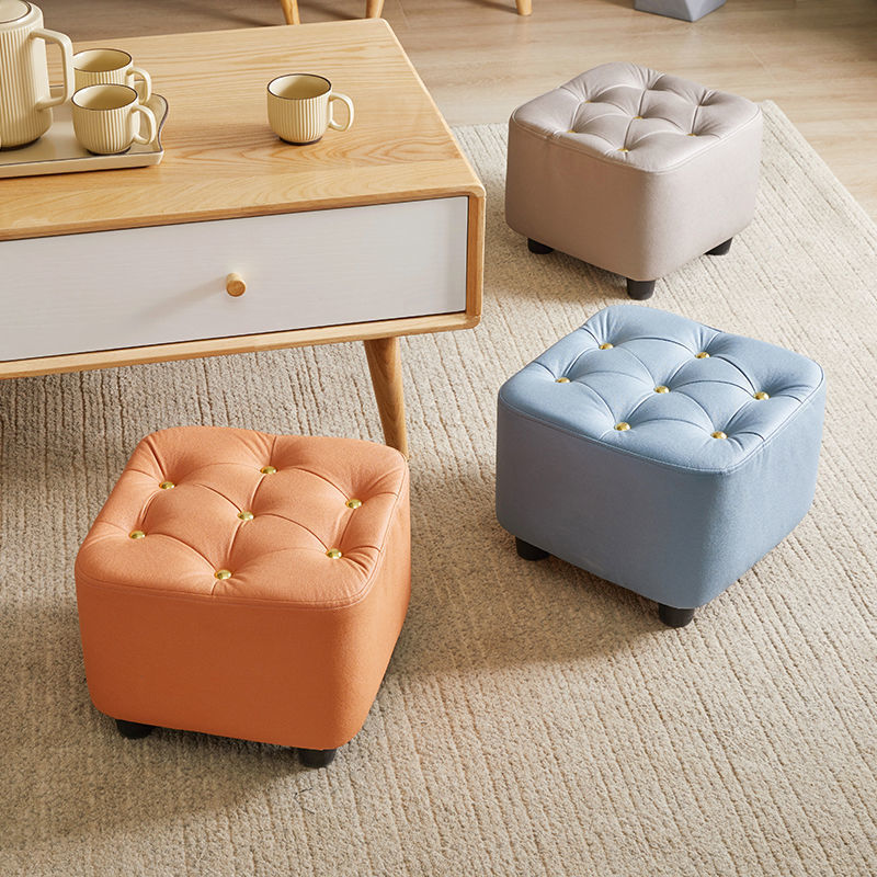 【10点セット】無垢材の小さなスツールホーム厚みのあるシンプルでモダンな靴交換用の小さなベンチスツールリビングソファスツール子供用ロースツール1270