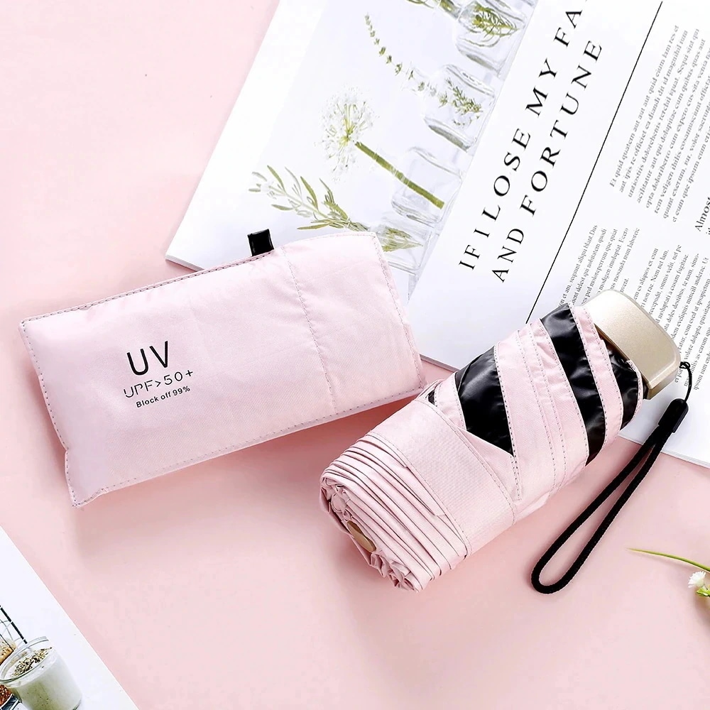 【20点セット】メガ割レイングッズ 日傘 折りたたみ 遮光100 超軽い ミニ 五つ折り 晴雨傘 可愛い 便利 ブラックラバー 日焼け止め アンブレラ uvカット 日傘